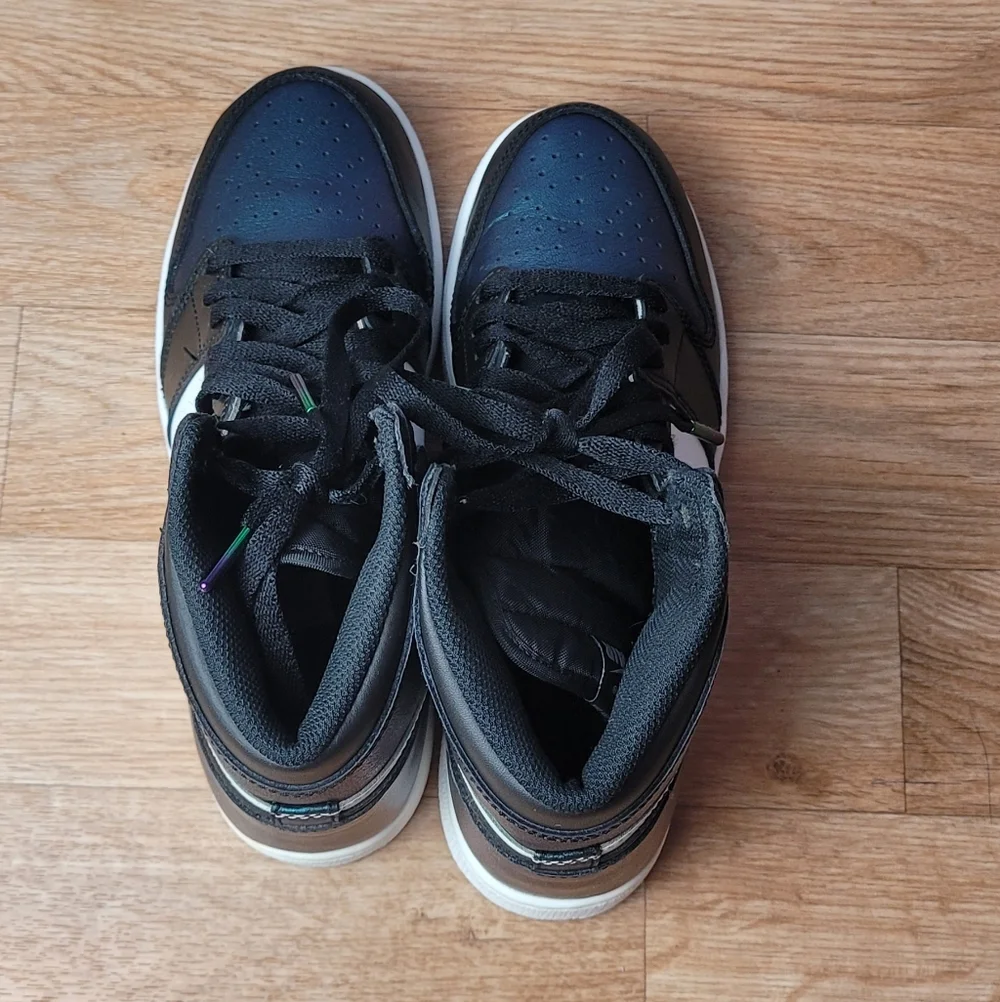 Nike Air Jordan 1 High Top Sneakers - Black, White, Teal Iridescent